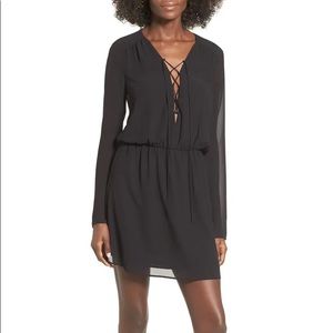 Wayf Black Sabin Lace-Up Chiffon Dress Medium